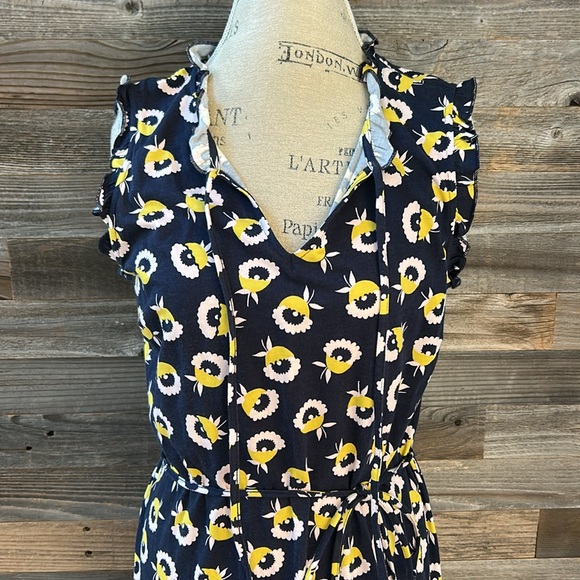 Boden Floral Sleeveless Dress - Navy and Yellow Size 10/Medium - Picture 4 of 12